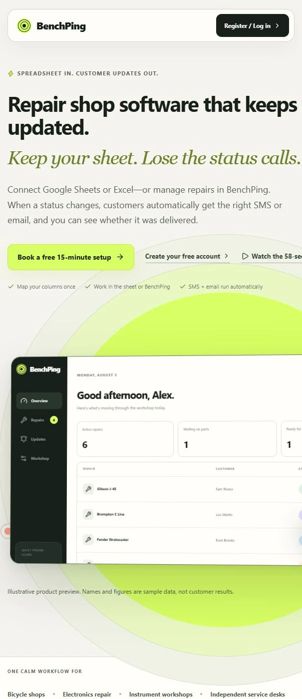 BenchPing — website screenshot