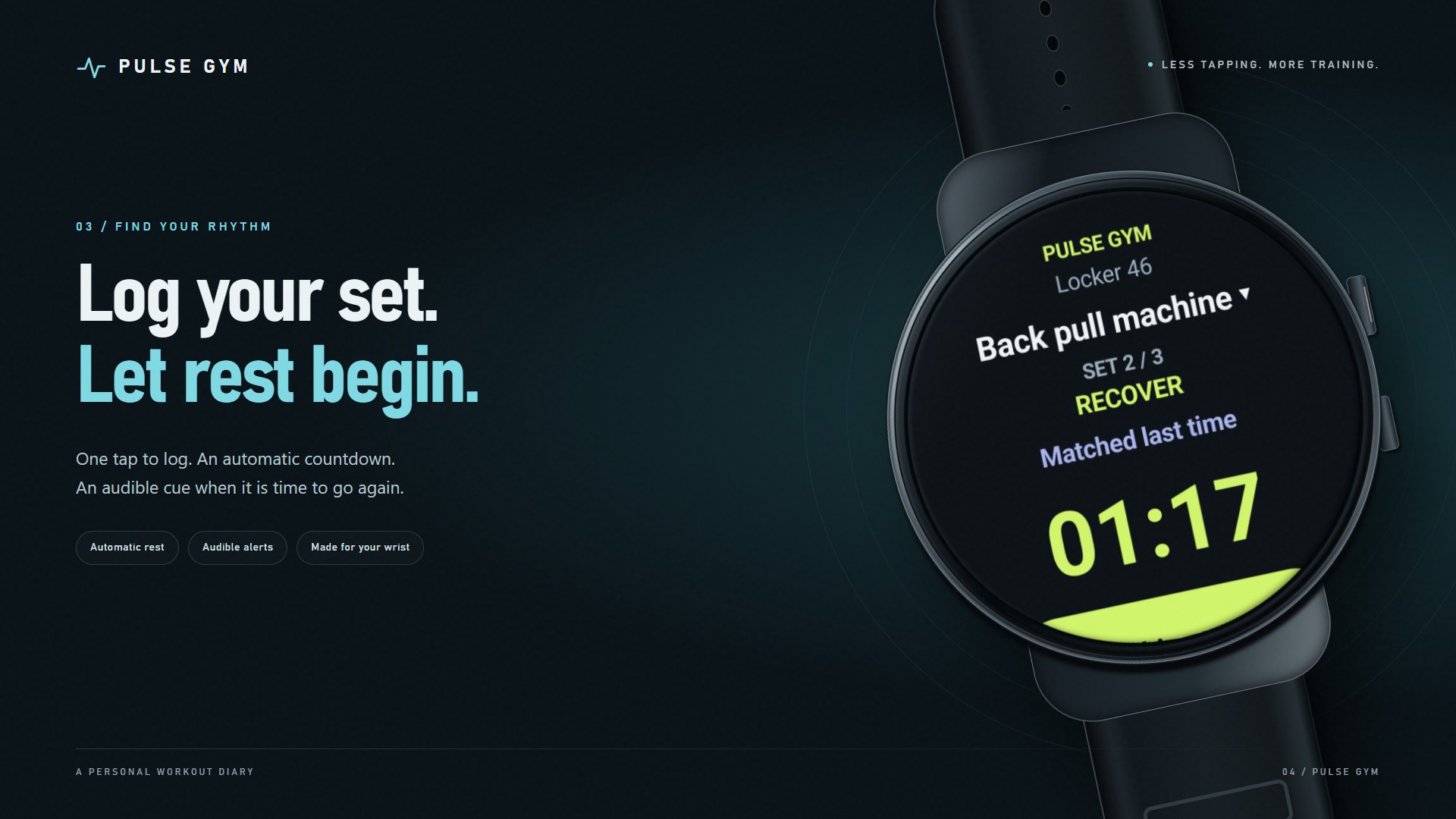 Pulse Gym Watch — Minuteur de repos entre les séries